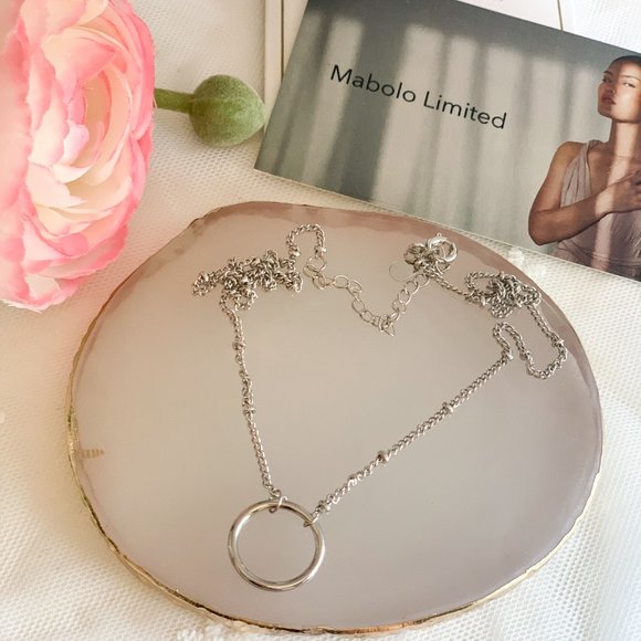 925 Sterling Silver Circle Ring Choker Necklace - Picture 13 of 16